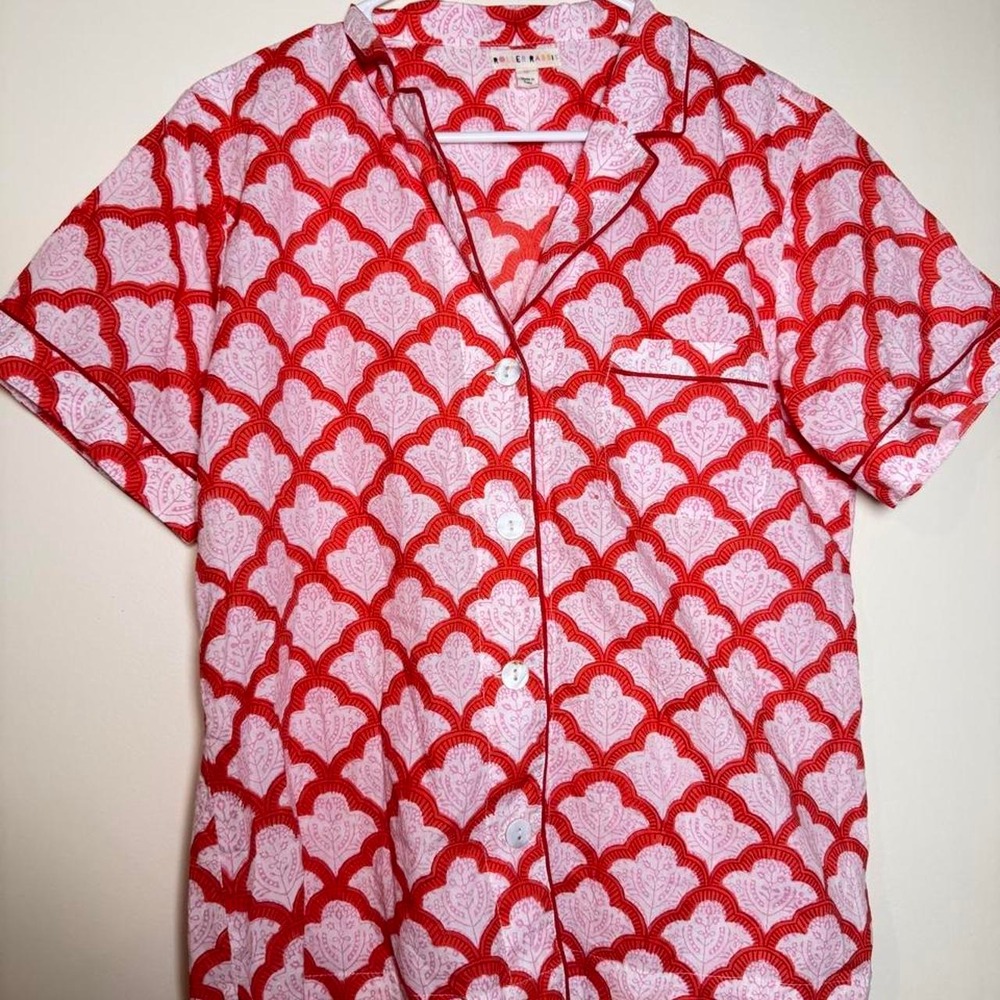 Roller Rabbit button down red pink pajama top